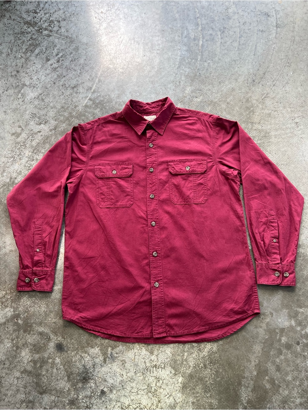 Red Head Burgundy Utility Button Up Shirt Mens Large Cotton Workwear